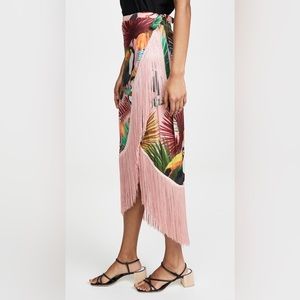 Farm Rio Tropical Tucano Fringe Wrap Skirt